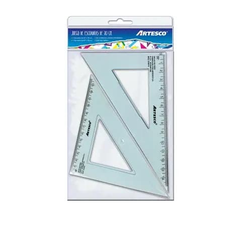 JUEGO ESCUADRAS ARTESCO 30CMS 45° Y 60°