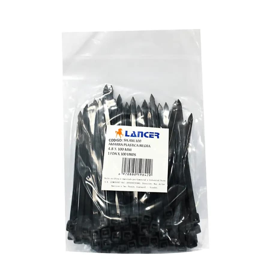 AMARRA PLASTICA NEGRA 4.8X150MM X 100UN