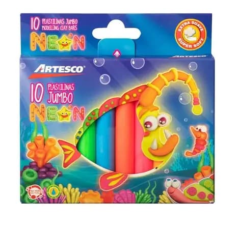 PLASTILINA ARTESCO X 10COL NEON
