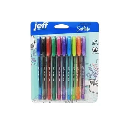 ESFERO BLISTER X 10COL JEFF P/MEDIA 1.0MM M1000SP