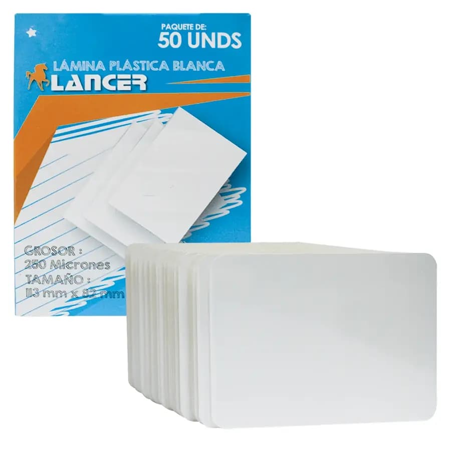 PAQUETE X 50UN PLASTICO LAMINA BLANCA SOAT LM.26