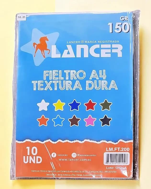 FIELTRO LANCER TEXTURA DURA 10COL. LM FT 200
