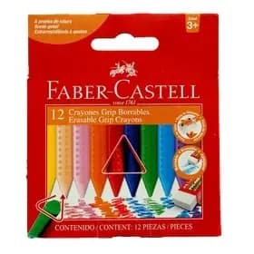 CRAYON FABER TRIANG X 12COL DELGADO BORRABLE